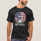 Funny Cat Patriotic Black T Shirt (Vorderseite)