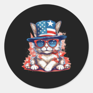 Funny Cat Patriotic Usa Flag American 4. Juli Runder Aufkleber