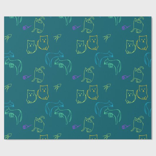 Funny Cat Pattern Gift Wrapping Papper Geschenkpapier (Flach)