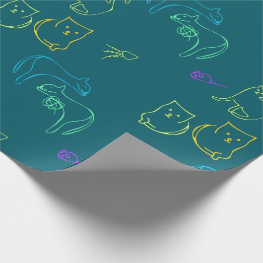 Funny Cat Pattern Gift Wrapping Papper Geschenkpapier (Ecke)