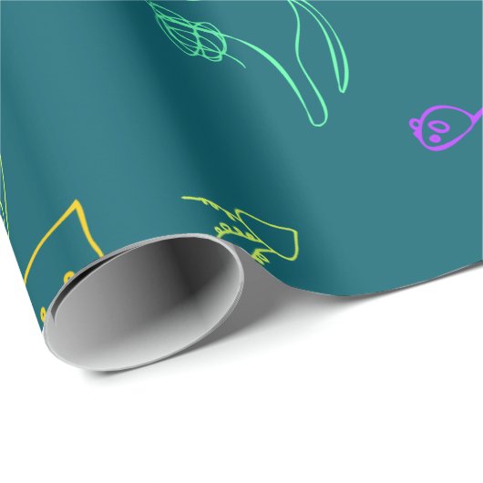 Funny Cat Pattern Gift Wrapping Papper Geschenkpapier (Rolleneckpunkt)