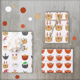 Funny Cat Pattern Weihnachten Geschenkpapier Set