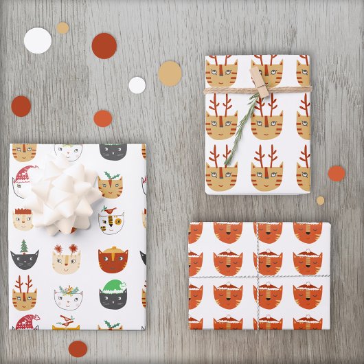 Funny Cat Pattern Weihnachten Geschenkpapier Set