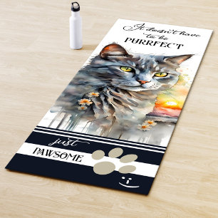 Funny Cat Perfectionist Watercolor Yogamatte