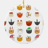 Funny Cat Personalisiert Weihnachten Keramik Ornament (Hinten)