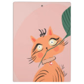 Funny Cat Pflanze Leaf Cartoon Klemmbrett (Rückseite)