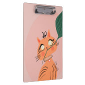 Funny Cat Pflanze Leaf Cartoon Klemmbrett (Rechts)