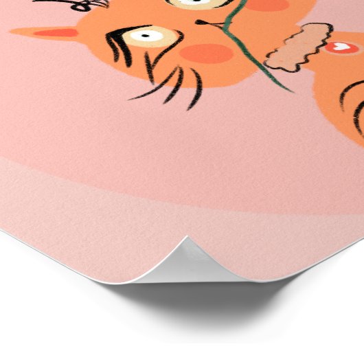 Funny Cat Pflanze Leaf Cartoon Poster (Ecke)