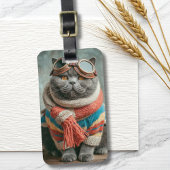 Funny Cat Pilot Aviator Cool Aviation Personalized Gepäckanhänger