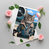 Funny Cat Pilot & Flugzeug, Coole Luftfahrt Geburt Karte
