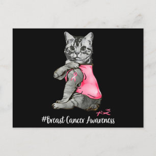 Funny Cat Pink Ribbon im Oktober tragen wir Pink B Postkarte