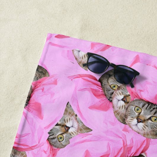 Funny Cat Pink Strandtuch (Beispiel)