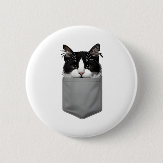 Funny Cat Pinking in Pocket Niedliche Katze Lover Button (Vorderseite)