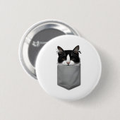 Funny Cat Pinking in Pocket Niedliche Katze Lover Button (Vorne & Hinten)