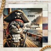 Funny Cat Pirate Birthday Einladung