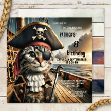 Funny Cat Pirate Birthday