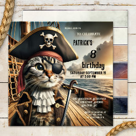 Funny Cat Pirate Birthday Einladung