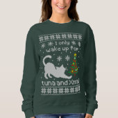 Funny Cat Pixel Knit Ugly Christmas Sweatshirt (Vorderseite)