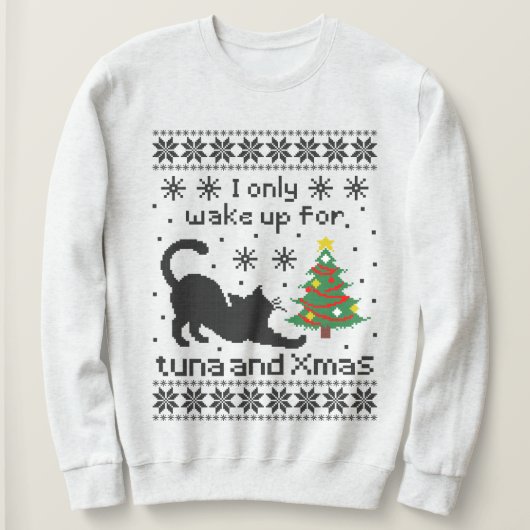Funny Cat Pixel Knit Ugly Christmas Sweatshirt (Design vorne)