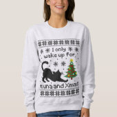 Funny Cat Pixel Knit Ugly Christmas Sweatshirt (Vorderseite)