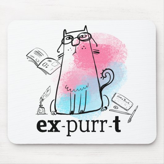 Funny Cat Play auf Words Expurrt Niedlichen Cartoo Mousepad (Vorne)
