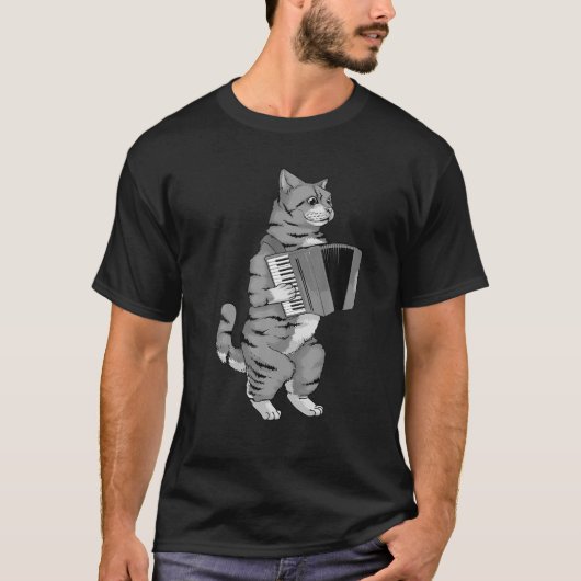 Funny Cat Playing Accordion Cool Musiker Harmoniu T-Shirt (Vorderseite)