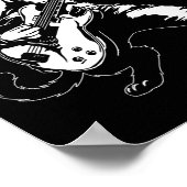 Funny Cat Playing B Guitar Rock Music Lover Musici Poster (Ecke)