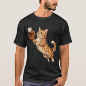 Funny Cat Playing Baseball Kitty Catching Ball T-Shirt (Vorderseite)
