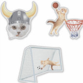 Funny Cat Playing Basketball Aufkleber (Vorderseite)
