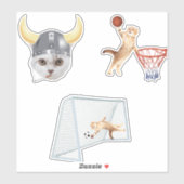 Funny Cat Playing Basketball Aufkleber (Blatt)