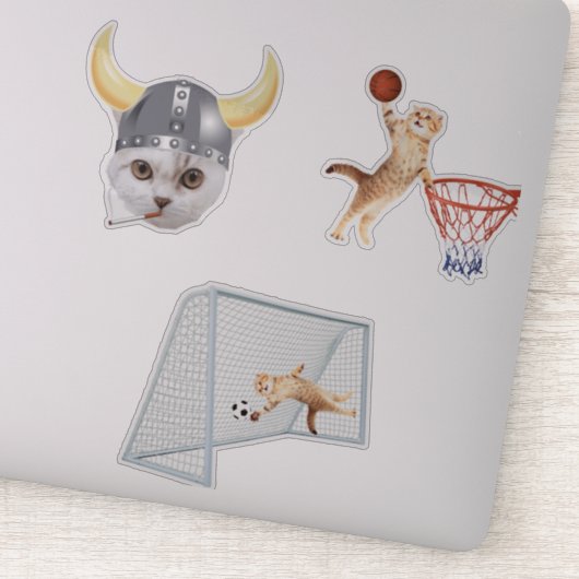 Funny Cat Playing Basketball Aufkleber (Detail)