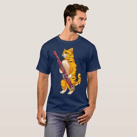 Funny Cat Playing Bassoon Cool Animal Lover T-Shirt (Vorne ganz)