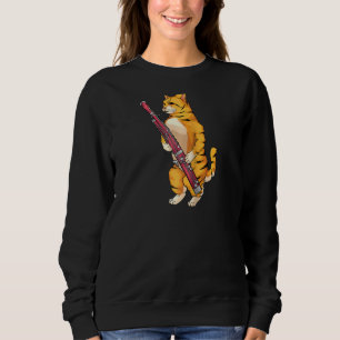 Funny Cat Playing Bassoon Cool Animal Musician Rag Sweatshirt