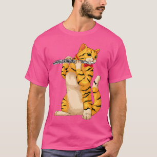 Funny Cat Playing Coolen Tiermusiker Flut T-Shirt