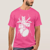 Funny Cat Playing Drum Kit T-Shirt (Vorderseite)