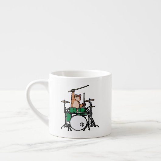 Funny Cat Playing Drums, Cat Drummer, Drummer Gift Espressotasse (Links)
