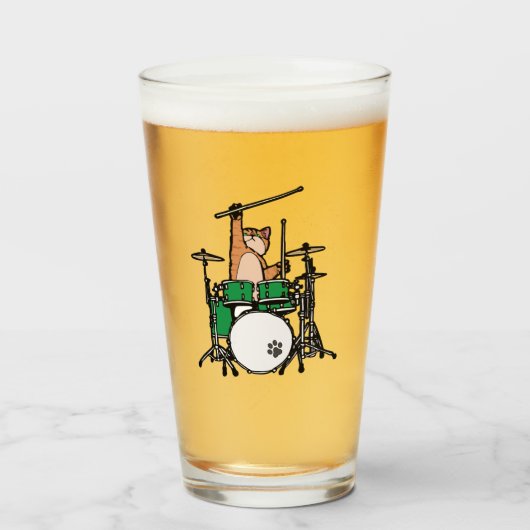 Funny Cat Playing Drums, Cat Drummer, Drummer Gift Glas (Vorne (Gefüllt))