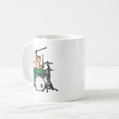 Funny Cat Playing Drums, Cat Drummer, Drummer Gift Kaffeetasse (Vorderseite Links)