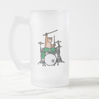 Funny Cat Playing Drums, Cat Drummer, Drummer Gift Mattglas Bierglas