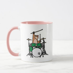 Funny Cat Playing Drums, Cat Drummer, Drummer Gift Tasse