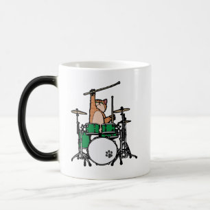 Funny Cat Playing Drums, Cat Drummer, Drummer Gift Verwandlungstasse