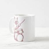 Funny Cat Playing Drums Drumming Drummer Music Kaffeetasse (Vorderseite Links)