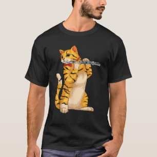 Funny Cat Playing Flute Coolen Tiermusiker Flute T-Shirt