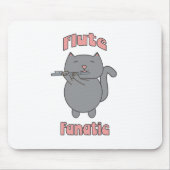 Funny Cat Playing Flute Music Lover Musician Carto Mousepad (Vorne)