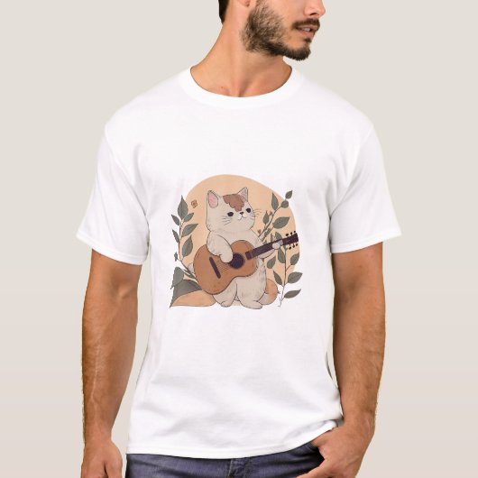Funny Cat Playing Gitarre Shirt (Vorderseite)