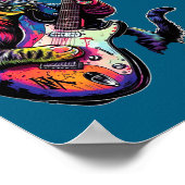 Funny Cat Playing Guitar Rock And Roll Men Women K Poster (Ecke)