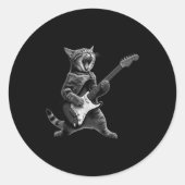 Funny Cat Playing Guitar Rock And Roll Men Women K Runder Aufkleber (Vorderseite)