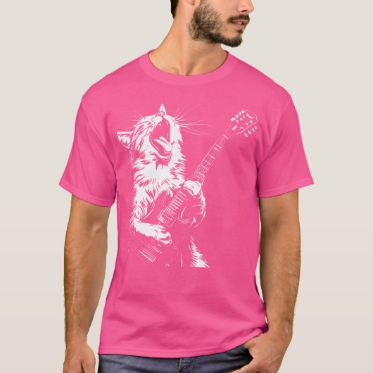 Funny Cat Playing Guitar T-Shirt (Vorderseite)