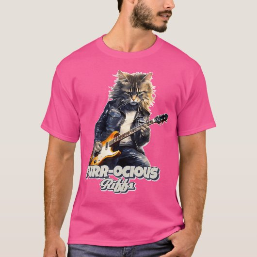 Funny Cat Playing Guitar T-Shirt (Vorderseite)