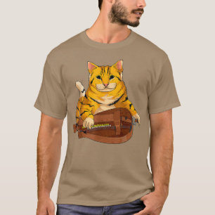 Funny Cat Playing Hurdy Gurdy Geschenk Coole Kitte T-Shirt